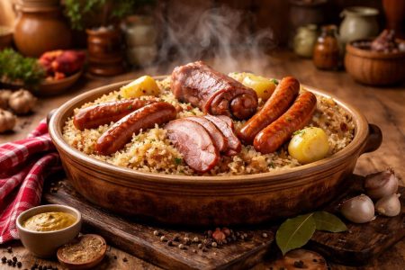 table-bois-choucroute-traditionnelle-alsacienne