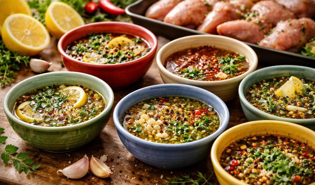 bols-colorés-marinades-ingredients-frais