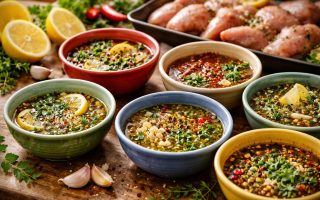 bols-colorés-marinades-ingredients-frais