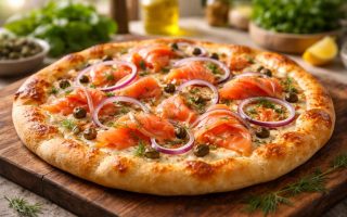 pizza-saumon-fume-câpres-oignon