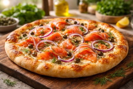 pizza-saumon-fume-câpres-oignon