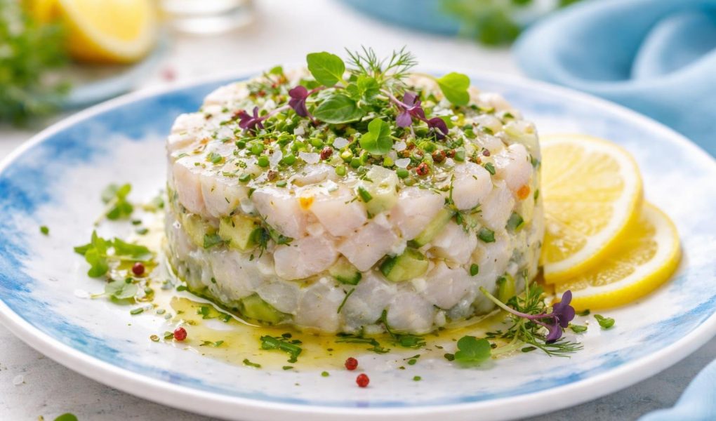 tartare-cabillaud-herbes-citron-assiette-bleue