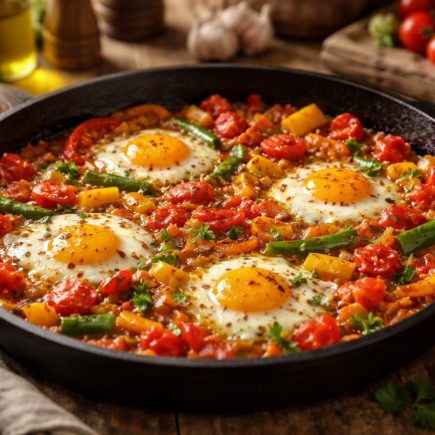 poele-piperade-poivrons-oeufs-cuisine-rustique
