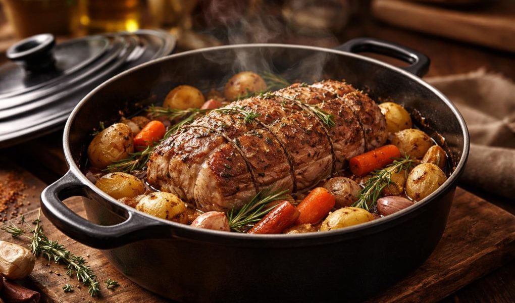 cocotte-fonte-roti-veau-legumes