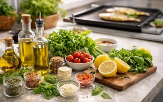 ingredients-frais-cuisine-poisson-plancha