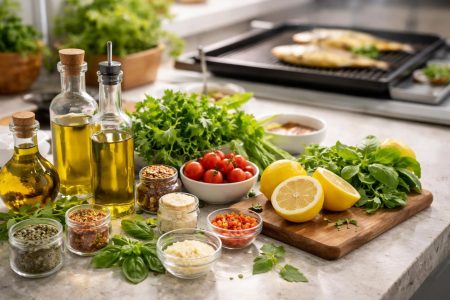 ingredients-frais-cuisine-poisson-plancha