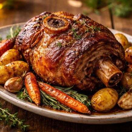 porc-doré-herbes-legumes-rotis