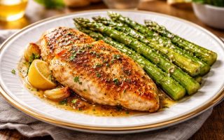 poulet-dore-asperges-grillees-assiette-elegante